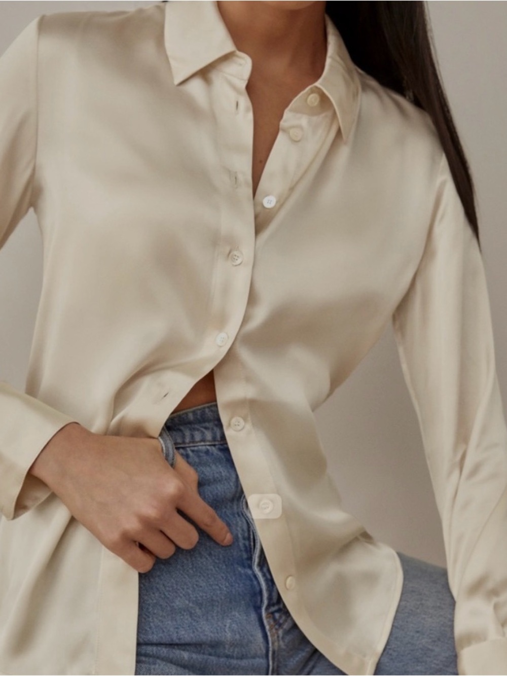 Reformation Sky Relaxed Silk
Button Up Top - S Ivory 100% Silk